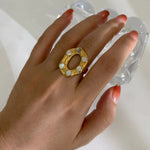 18K Gold-Plated Oval Statement Ring - Ladyez