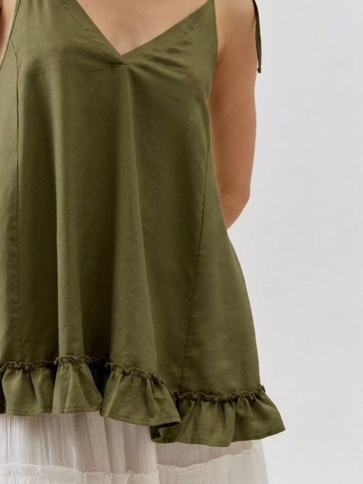 Tie-Strap Ruffle Hem Cami