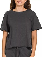 Zenana Cotton Slub Short Sleeve Tee and Pants Set