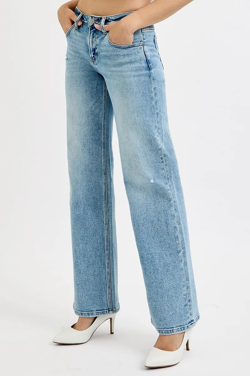 RISEN Full Size Low Rise Ankle Boyfriend Distressed Jeans Plus Size - Ladyez
