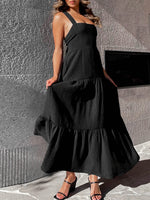 Square Neck Tiered Maxi Dress - Ladyez