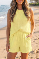 Ribbed Knit Tank and Shorts Set