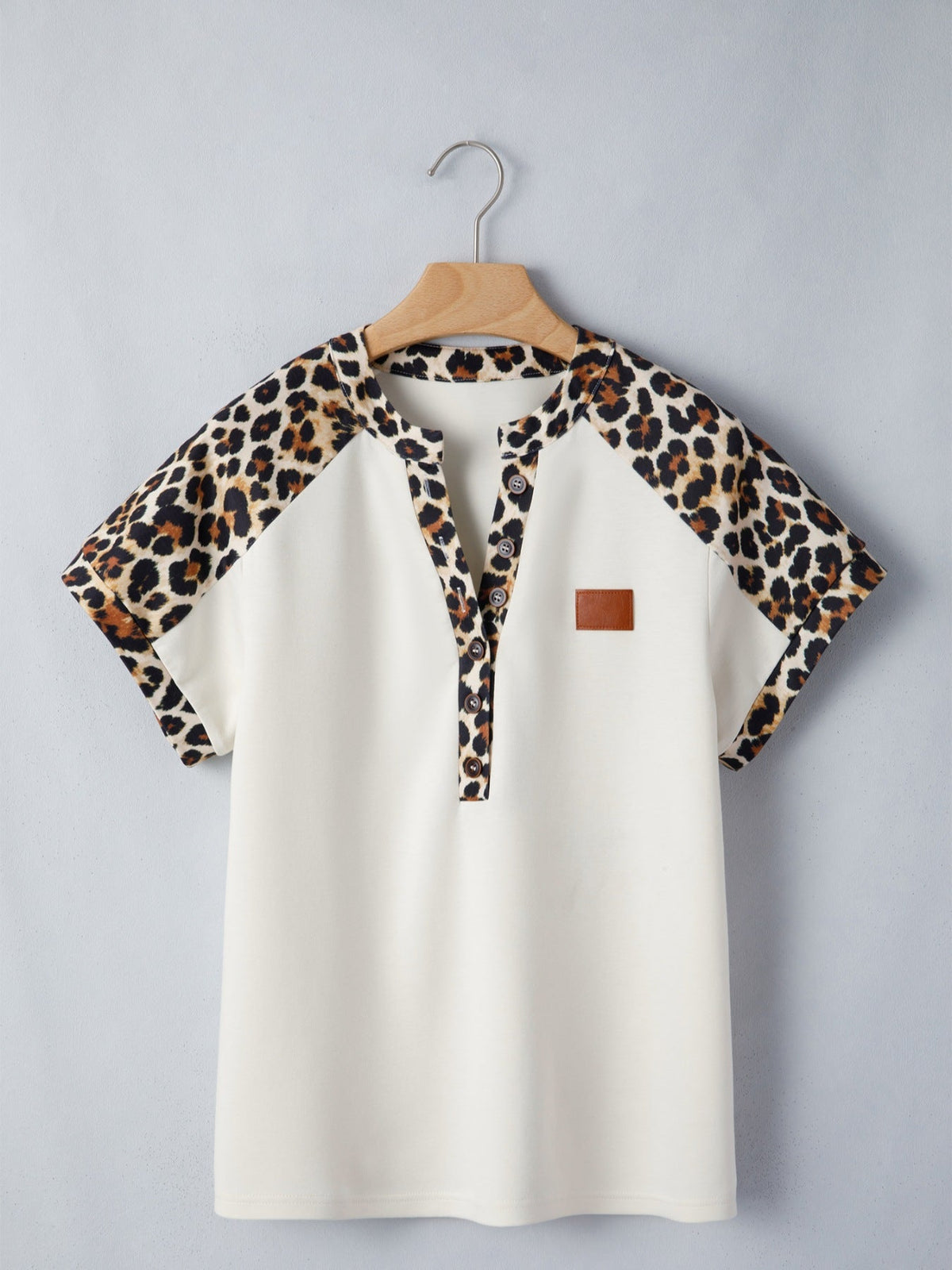 Leopard Print Raglan Sleeve Blouse