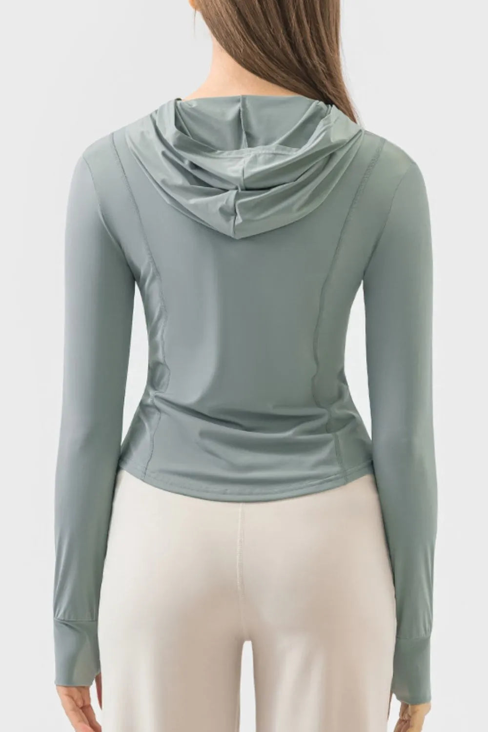 Millennia Pocketed Zip Up Hooded Long Sleeve Active Outerwear - Ladyez