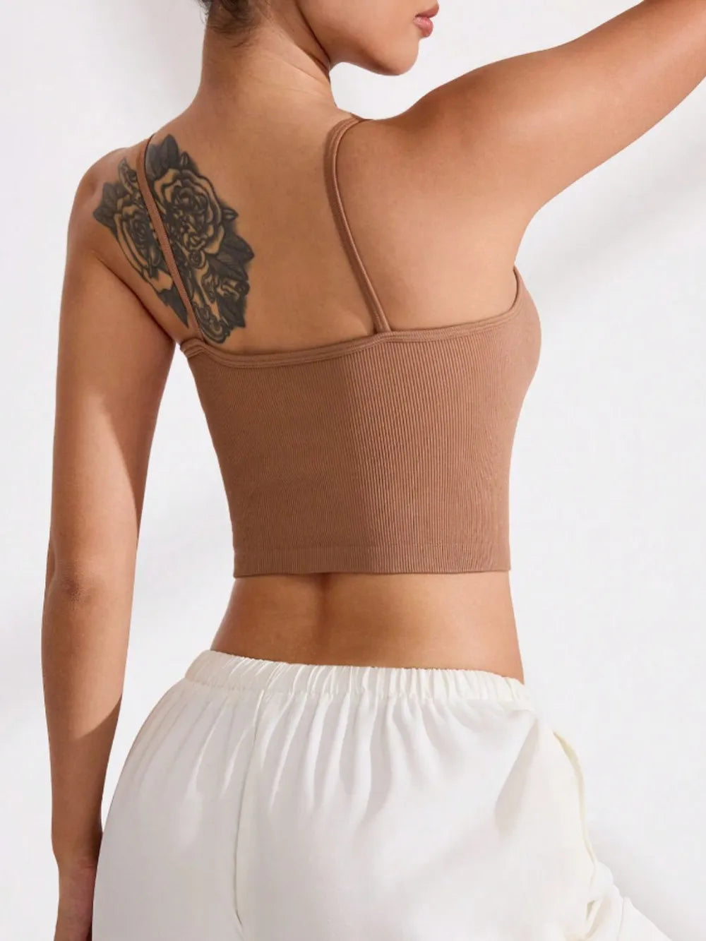 Ribbed Half Button Cropped Active Cami - Ladyez
