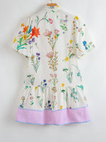 Floral Print Notched Short Sleeve Dress