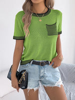 Round Neck Short Sleeve Knit Top