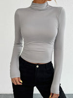 Devine Mock Neck Long Sleeve T-Shirt - Ladyez