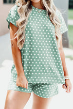 Polka Dot Print Tee and Shorts Set
