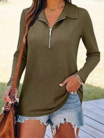 Half Zip Long Sleeve Knit Top