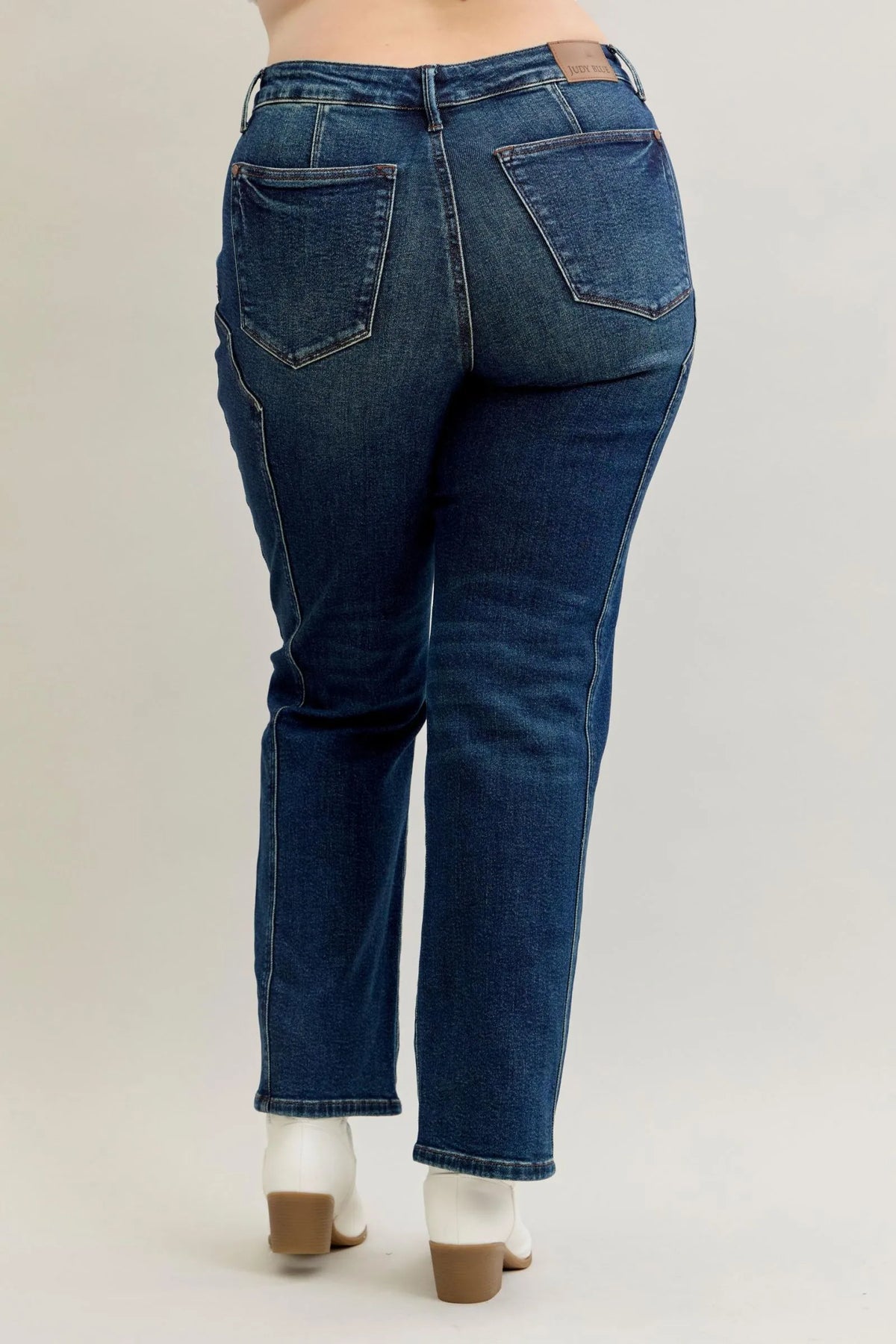 Judy Blue Full Size Seam Detail Straight Leg Jeans Plus Size - Ladyez