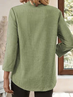 Roll-Up Sleeve Notched Blouse