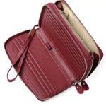 Double Zipper Leather Wallet