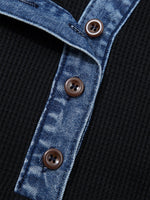 Denim Trim Button Detail Top