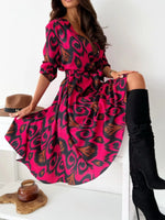 Printed Tie Waist Midi Dress