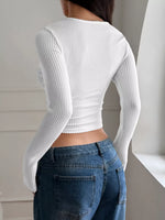 Ribbed Long Sleeve Crop T-Shirt