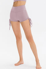 Drawstring Wide Waistband Side Tie Sports Shorts - Ladyez