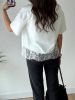 Lace Hem Short Sleeve Top