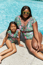 Marina West Swim Bring Me Flowers V-Neck One Piece Swimsuit In Sage - Ladyez
