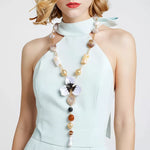 Alloy Dripping Oil Flower Resin Y-Shaped Necklace