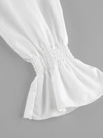 Ruffle Trim Long Sleeve Blouse