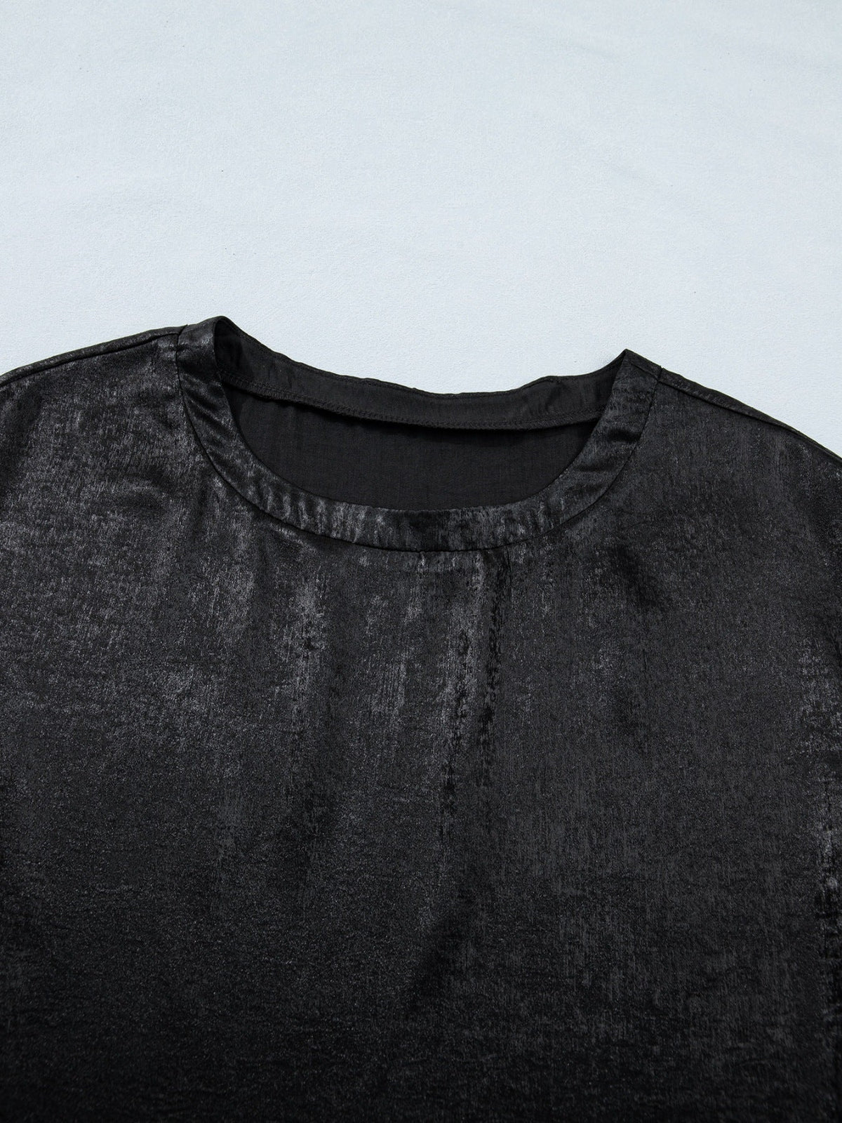 Metallic Round Neck Cap Sleeve Tee