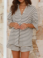 Striped Half Sleeve Top and Shorts Set