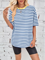 Contrast Striped Round Neck T-Shirt