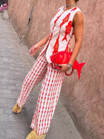 Fish Print Sleeveless Top and Pants Set