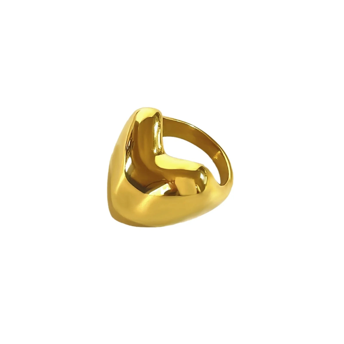 18K Gold-Plated Stainless Steel Heart Ring - Ladyez