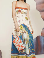 Printed Square Neck Maxi Cami Dress - Ladyez