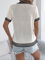 Round Neck Short Sleeve Knit Top