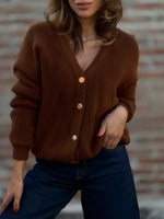 Full Size V-Neck Button-Up Knit Cardigan Plus Size