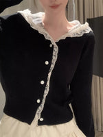 Lace Trim Hooded Cardigan