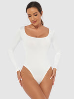 Full Size Scoop Neck Long Sleeve Bodysuit - Ladyez