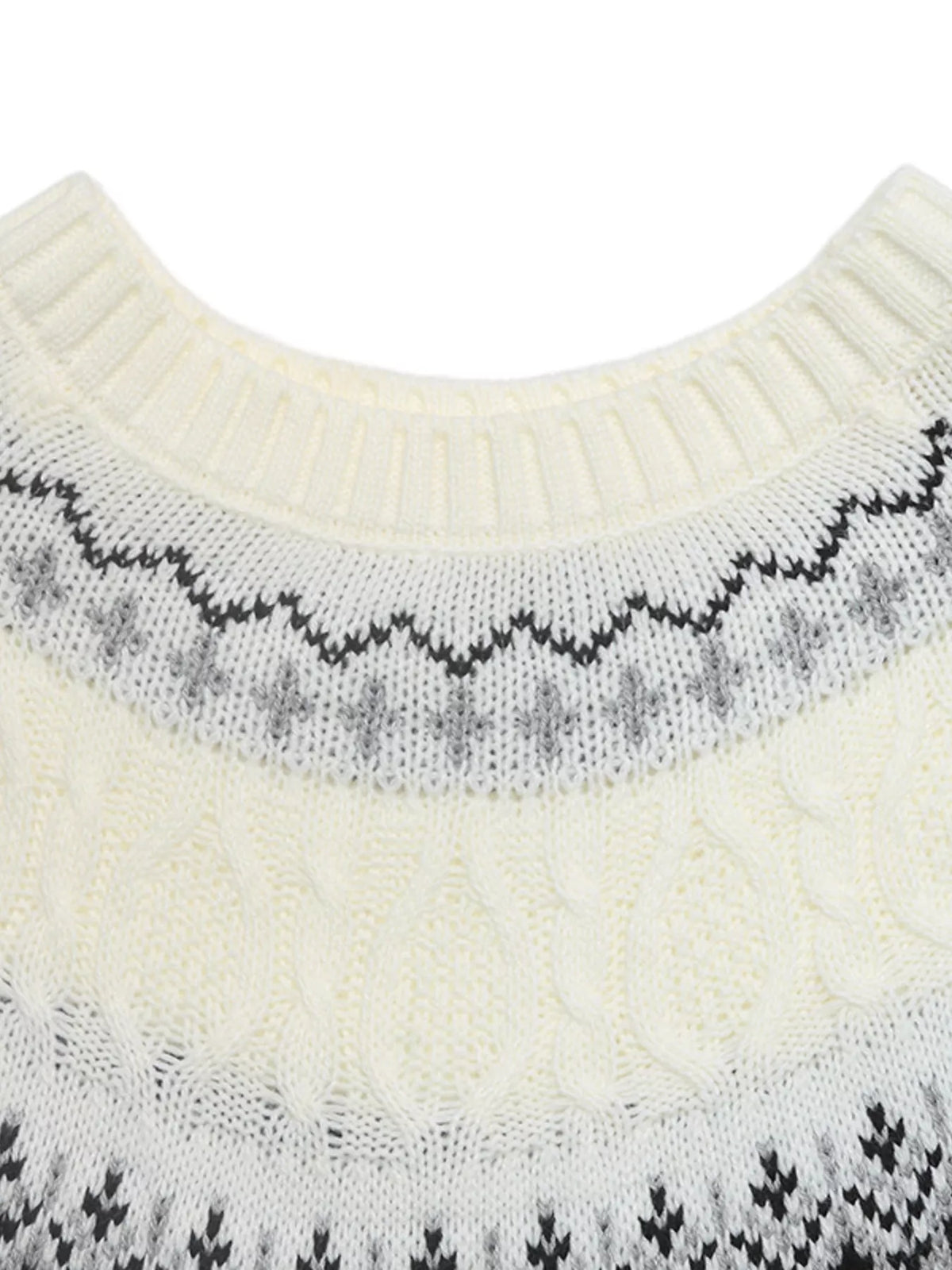Fair Isle Pattern Round Neck Sweater