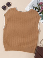 Contrast Trim Boxy Fit Sweater Vest