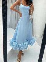 Ruffle Hem Scoop Neck Midi Dress