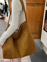 Large Suede Leather Tote Bag