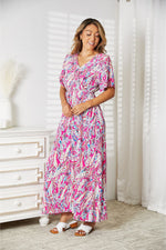 Double Take Multicolored V-Neck Maxi Dress - Ladyez