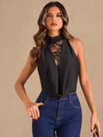 Lace Trim Sleeveless Bodysuit