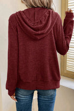 Drawstring Zip Up LongSleeve Hooded Jacket