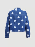 Polka Dot Cropped Denim Jacket