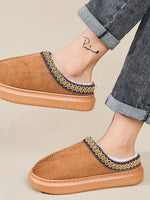 Faux Fur Suede Platform Slippers