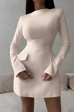 Long-Sleeve Mini Dress with Flap Pockets