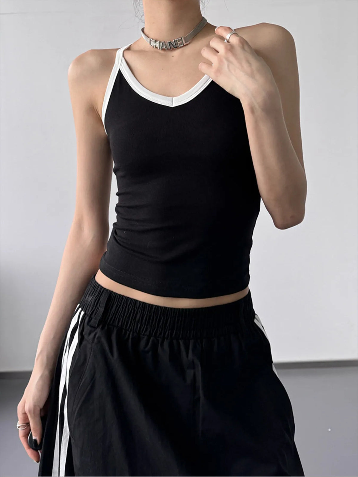 Contrast Trim Cami Top - Ladyez