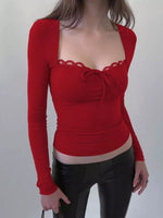 Lace Trim Long Sleeve T-Shirt