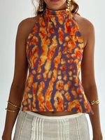 Backless Printed Halter Neck Tank