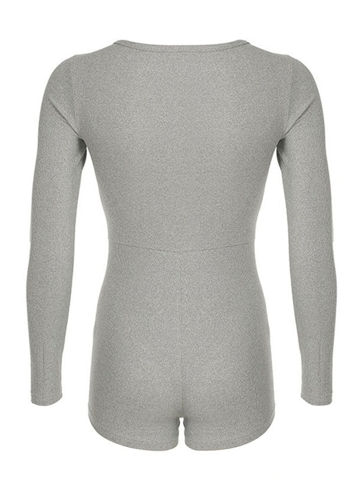 Deep V-Neck Long Sleeve Romper