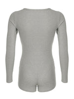 Deep V-Neck Long Sleeve Romper